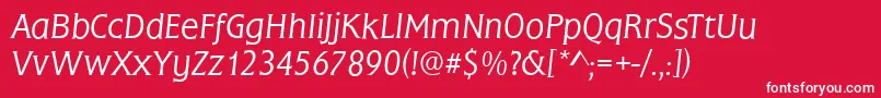 FrascatiLightItalic-fontti – valkoiset fontit punaisella taustalla