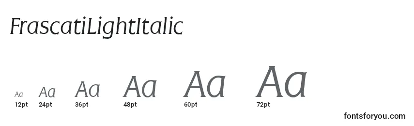 Размеры шрифта FrascatiLightItalic