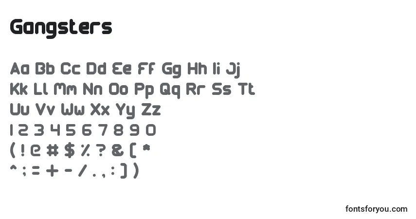 Schriftart Gangsters – Alphabet, Zahlen, spezielle Symbole