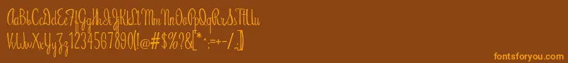 RiddleScript-Schriftart – Orangefarbene Schriften auf braunem Hintergrund