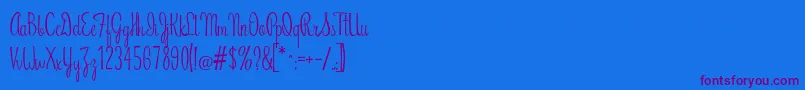 RiddleScript-Schriftart – Violette Schriften auf blauem Hintergrund