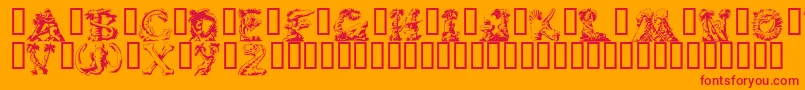 LostWorld-Schriftart – Rote Schriften auf orangefarbenem Hintergrund