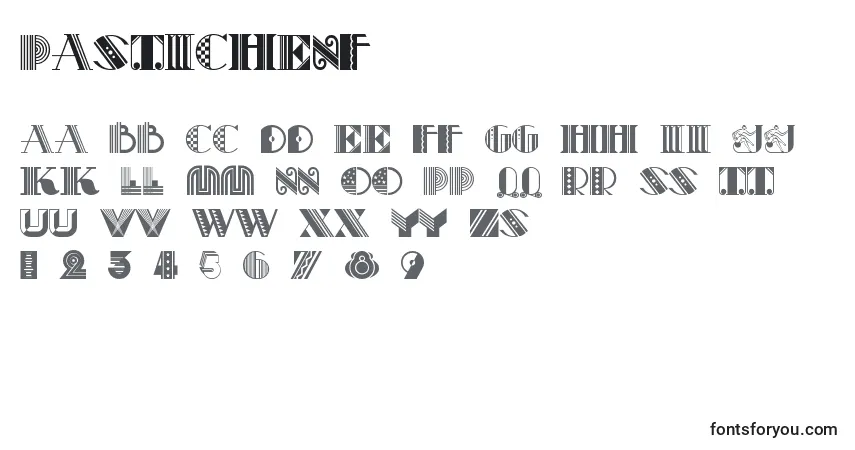 A fonte Pastichenf – alfabeto, números, caracteres especiais