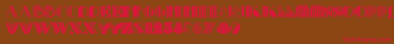 フォントPastichenf – 赤い文字が茶色の背景にあります。