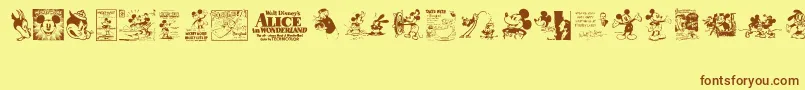 Czcionka VintageClassicsDisney – brązowe czcionki na żółtym tle