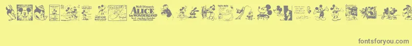 Saiba mais sobre a fonte VintageClassicsDisney Fonte VintageClassicsDisney – fontes cinzas em um fundo amarelo