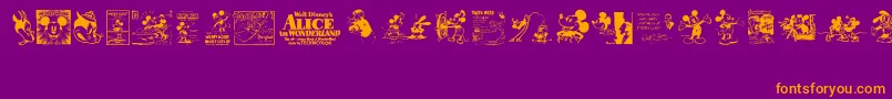VintageClassicsDisneyフォントについての詳細 フォントVintageClassicsDisney – 紫色の背景にオレンジのフォント