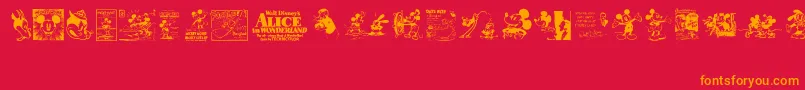 Подробнее о шрифте VintageClassicsDisney Шрифт VintageClassicsDisney – оранжевые шрифты на красном фоне