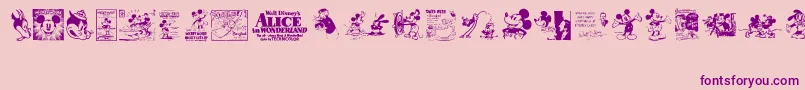 Weitere Informationen zur VintageClassicsDisney-Schriftart VintageClassicsDisney-Schriftart – Violette Schriften auf rosa Hintergrund
