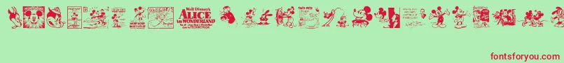 Шрифт VintageClassicsDisney – красные шрифты на зелёном фоне