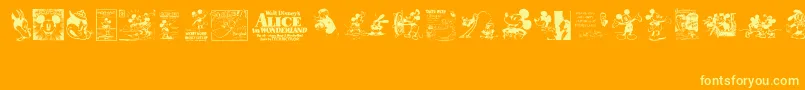 VintageClassicsDisney Font – Yellow Fonts on Orange Background
