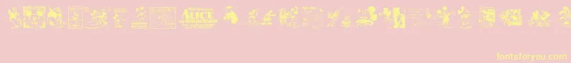 Weitere Informationen zur VintageClassicsDisney-Schriftart VintageClassicsDisney-Schriftart – Gelbe Schriften auf rosa Hintergrund