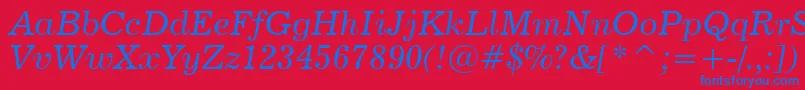 News702ItalicBt Font – Blue Fonts on Red Background