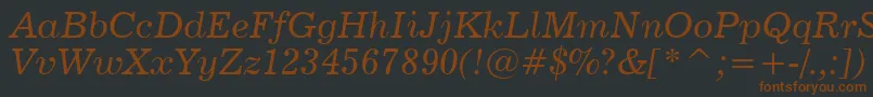 News702ItalicBt Font – Brown Fonts on Black Background