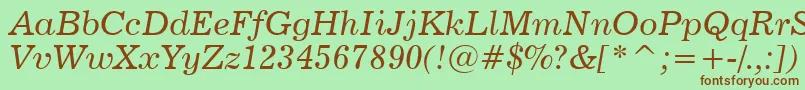 News702ItalicBt Font – Brown Fonts on Green Background