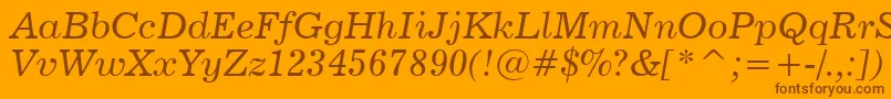 News702ItalicBt Font – Brown Fonts on Orange Background