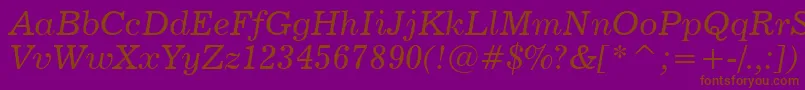News702ItalicBt Font – Brown Fonts on Purple Background
