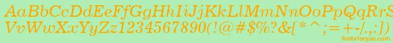 News702ItalicBt Font – Orange Fonts on Green Background