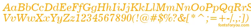 News702ItalicBt Font – Orange Fonts on White Background