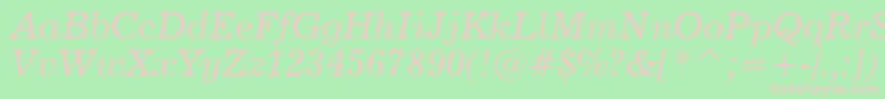 News702ItalicBt Font – Pink Fonts on Green Background