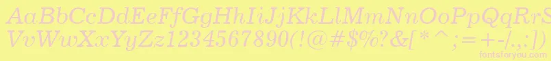 News702ItalicBt Font – Pink Fonts on Yellow Background