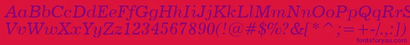 Police News702ItalicBt – polices violettes sur fond rouge