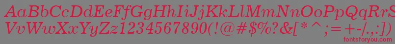 News702ItalicBt Font – Red Fonts on Gray Background