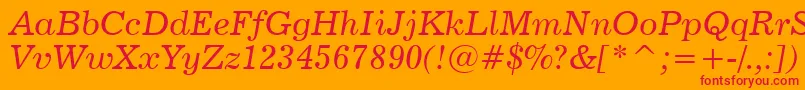 フォントNews702ItalicBt – オレンジの背景に赤い文字
