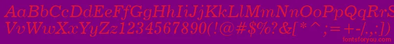 News702ItalicBt Font – Red Fonts on Purple Background