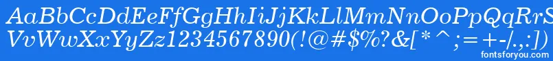 News702ItalicBt Font – White Fonts on Blue Background