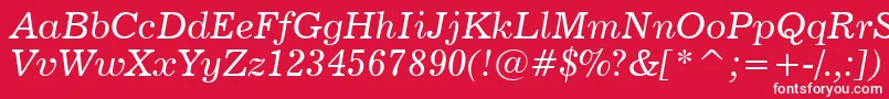 Fonte News702ItalicBt – fontes brancas em um fundo vermelho