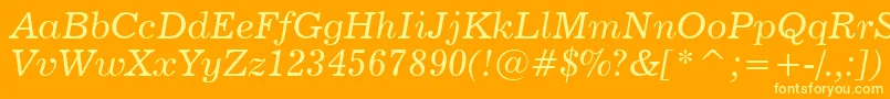 News702ItalicBt Font – Yellow Fonts on Orange Background