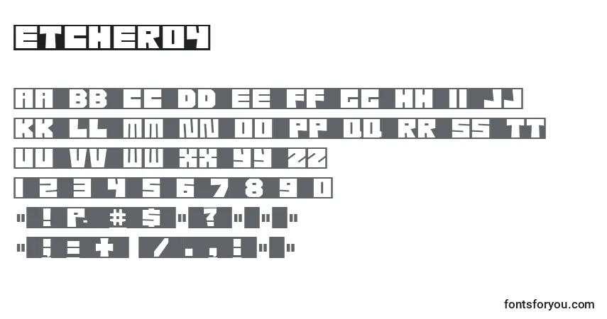 Schriftart Etcher04 – Alphabet, Zahlen, spezielle Symbole