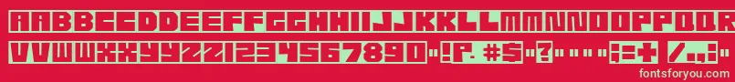 Etcher04-Schriftart – Grüne Schriften auf rotem Hintergrund