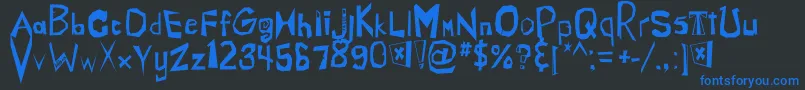 Chlorinz-Schriftart – Blaue Schriften auf schwarzem Hintergrund