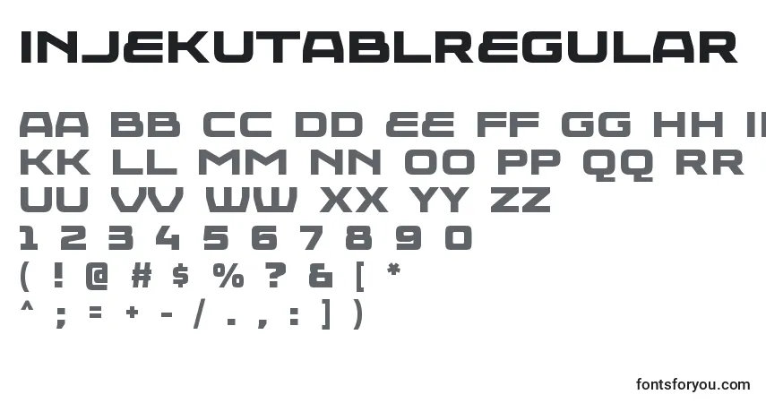 Czcionka InjekutablRegular – alfabet, cyfry, specjalne znaki