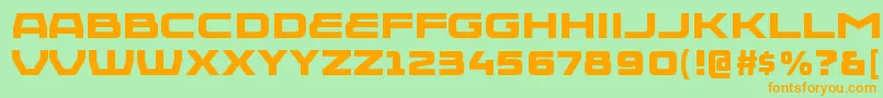 フォントInjekutablRegular – オレンジの文字が緑の背景にあります。