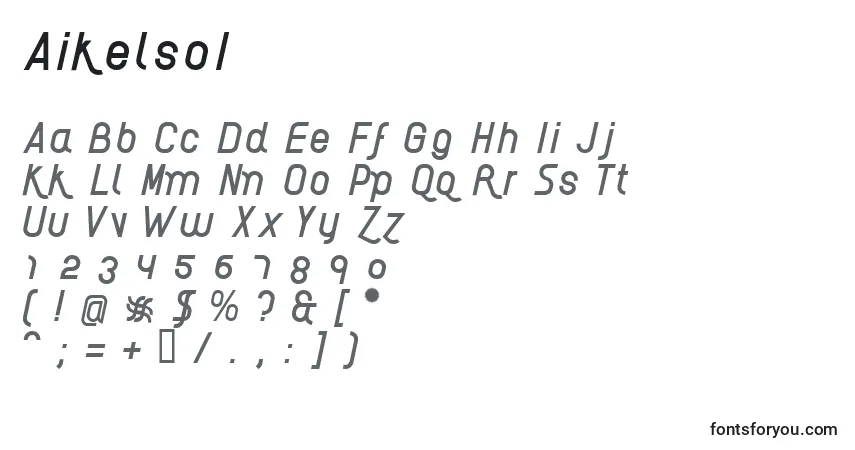Czcionka AikelsoI – alfabet, cyfry, specjalne znaki