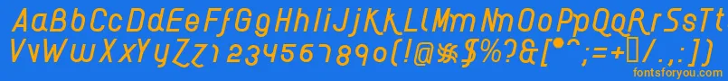 フォントAikelsoI – オレンジ色の文字が青い背景にあります。