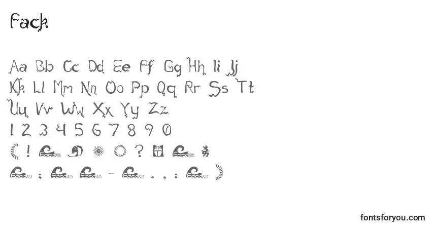 Schriftart Fack – Alphabet, Zahlen, spezielle Symbole