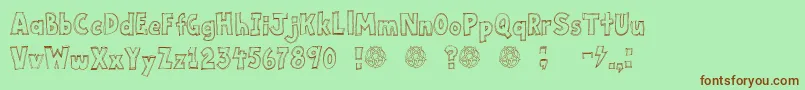 Keytabmetal-Schriftart – Braune Schriften auf grünem Hintergrund