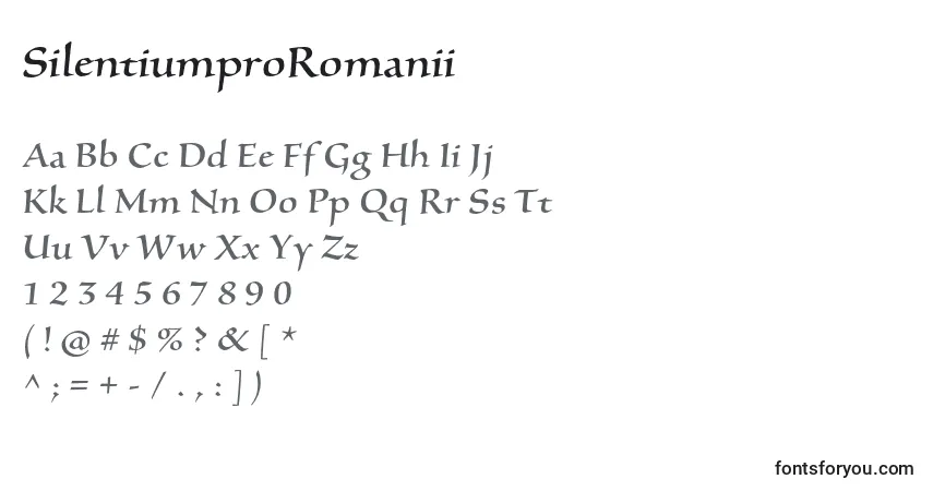Schriftart SilentiumproRomanii – Alphabet, Zahlen, spezielle Symbole
