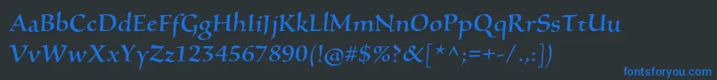 Шрифт SilentiumproRomanii – синие шрифты на чёрном фоне