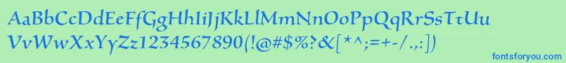 SilentiumproRomanii Font – Blue Fonts on Green Background