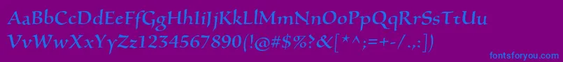 フォントSilentiumproRomanii – 紫色の背景に青い文字