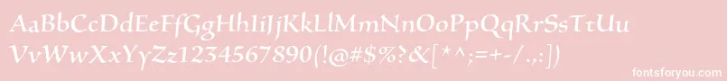 SilentiumproRomanii-fontti – valkoiset fontit vaaleanpunaisella taustalla