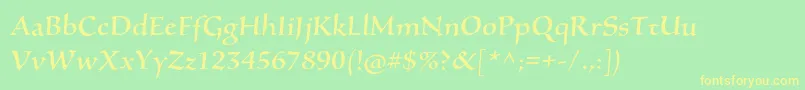 Шрифт SilentiumproRomanii – жёлтые шрифты на зелёном фоне