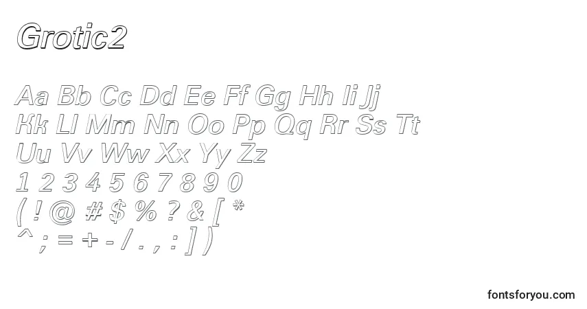A fonte Grotic2 – alfabeto, números, caracteres especiais