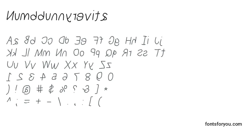 A fonte Numbbunnyrevita – alfabeto, números, caracteres especiais