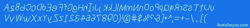フォントNumbbunnyrevita – 青い背景に緑のフォント
